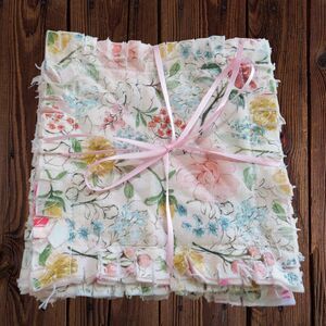 Rag Quilt Coasters, Set of 4, Reversible Floral Fabric Mug Rugs